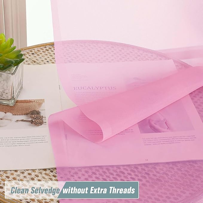 Light Pink Sheer Curtains 63 Inch Length 2 Panels, Voile Sheer Curtain for Living Room, Breathable Light Filtering Window Treatments, Soft Fabric Dual Rod Pocket Drapes, 2x42Wx63L Inches