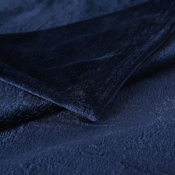 TASTHROW Large Flannel Fleece Throw Blanket, 50×70 Inch - Cozy Lightweight Thick Blanket - All Seasons Suitable for Women, Men and Kids (Two Pack, Navy)
