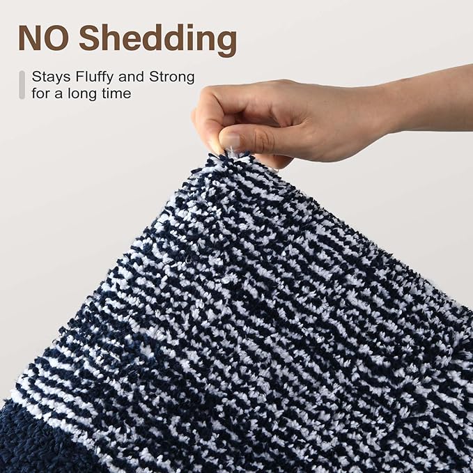 48x24 Long Bathroom Rugs Washable Non Slip, Dark Blue Bath Mat for Bathroom Floor Tub, Soft Absorbent Quick Dry Mats for Shower,Bathtub,Home Decor