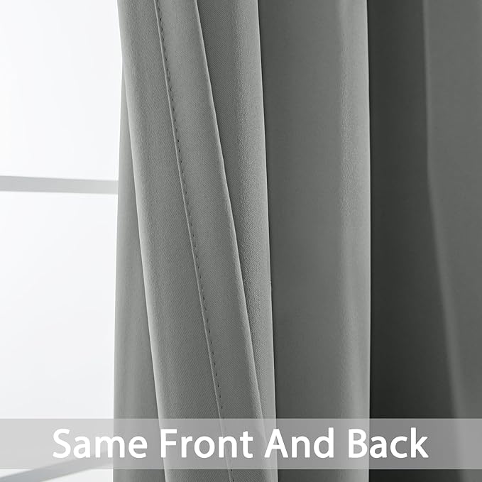 Yakamok Dove Grey Room Darking 63 Inch Length 2 Panel Sets for Livingroom Dining Room Darkening Thermal Insulated Bay Window Hotel Modern Elegant Black Out Sunblock Curtins/Bedroom,52 x 63 Inches