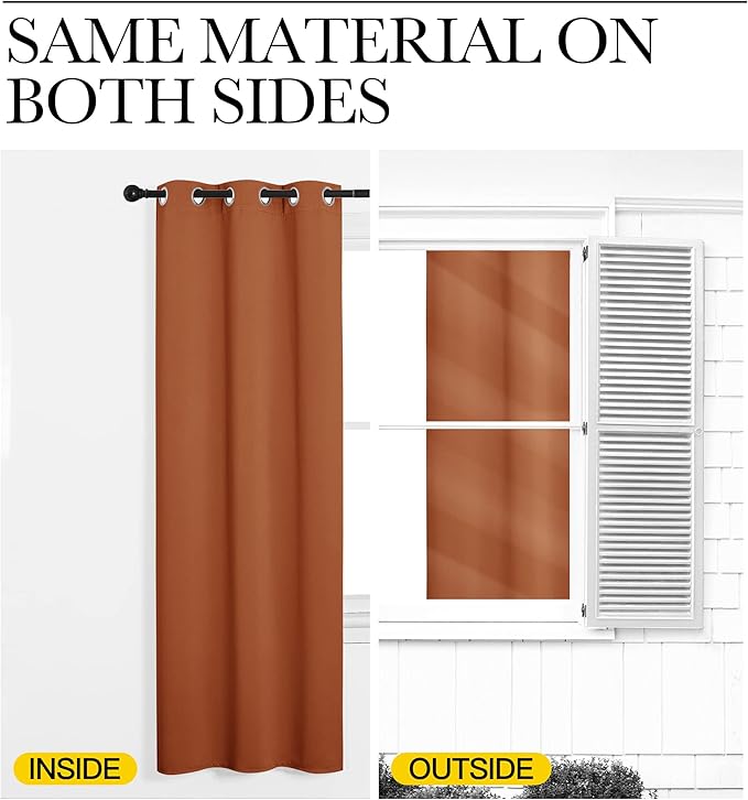 NICETOWN Blackout Halloween Draperies Curtains for Girls Room, Nursery Essential Thermal Insulated Grommet Top Blackout Panels (Burnt Orange, 1 Pair, 34 x 54 inches)