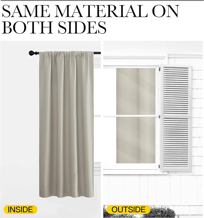 NICETOWN Blackout Curtains for Living Curtains, Room Darkening Window Curtain Panels, Easy-Care Solid Thermal Insulated Draperies/Drapes for Daughter Room (Natural, 2 Panels, 29 by 40)