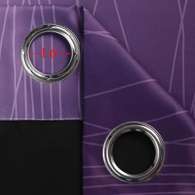 Estelar Textiler Purple and Black Ombre Blackout Curtains for Bedroom, Thermal Insulated Gradient Blackout Drapes, Full Room Darkening Energy Saving Curtains for Living Room, 52Wx84L, 2 Panels