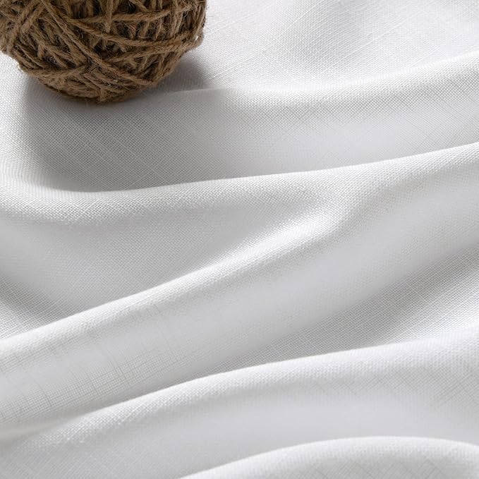 Extra Long White Linen Curtains 102 Inches Long 2 Panels Set for Living Room Back Tab Modern Farmhouse Decor Cotton Textured White Sheer Linen Curtain 102 Inch Length for Large Window 70x102