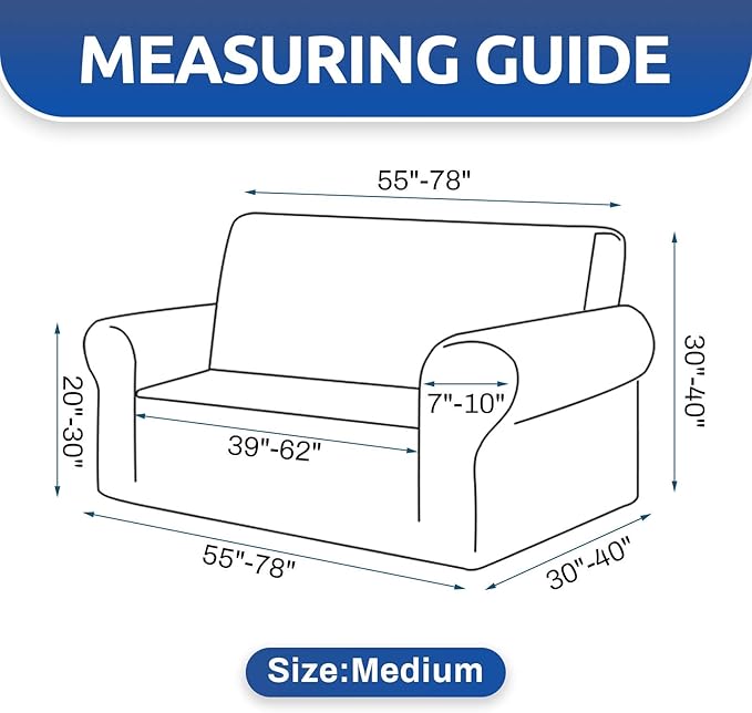 KEKUOU Stretch Loveseat Sofa Cover Slipcover,Couch Covers for 2 Cushion Couch Sofa (55"-78") Furniture Protector Sofa with Elastic Bottom for Kid,Dog. Jacquard Small Checked (Medium,Pureed Pumpkin)