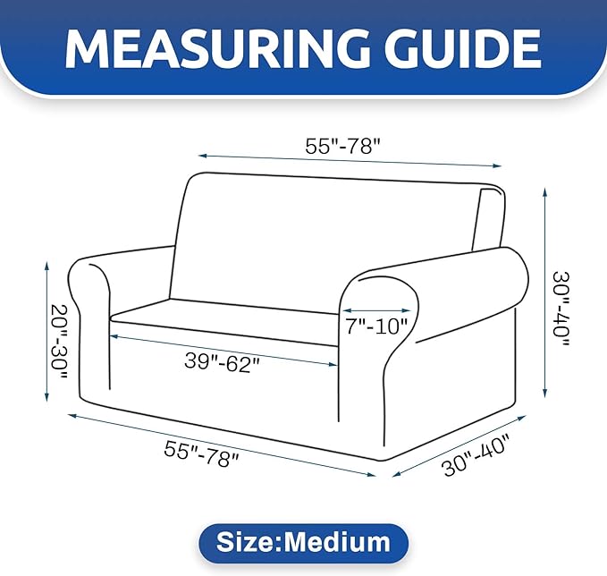 KEKUOU Stretch Loveseat Sofa Cover Slipcover,Couch Covers for 2 Cushion Couch Sofa (55"-78") Furniture Protector Sofa with Elastic Bottom for Kids,Dog. Jacquard Small Checked (Medium,Golden)