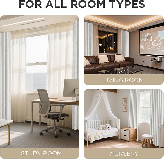Joydeco Linen Blackout Curtains for Bedroom - 100% Light Blocking 1 Panels, White Drapes 100" W x 90" L, Thermal Insulated Room Darkening Curtains for Living Room, Rod Pocket & Back Tabs
