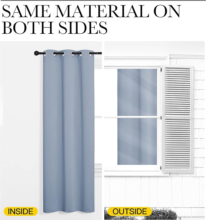 NICETOWN Vintage Blue Blackout Curtains 120 inches Length for Living Room, 2 Panels, 55" Wide, Thermal Insulated Long Drapes for Large Window
