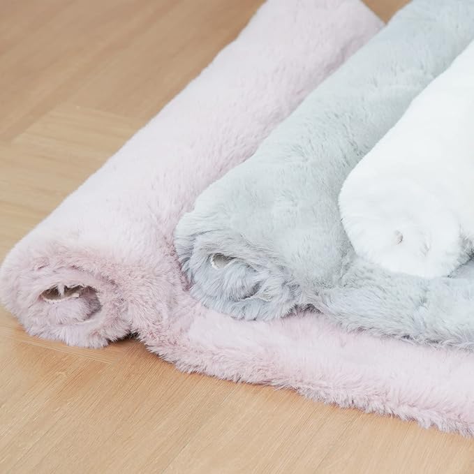 Ghouse Faux Rabbit Fur Round Rug 6ft Grey Round Rugs for Bedroom Decor Fluffy Area Rugs for Living Room, no-Shedding Carpet Sheepskin Washable Rug Rome Decor