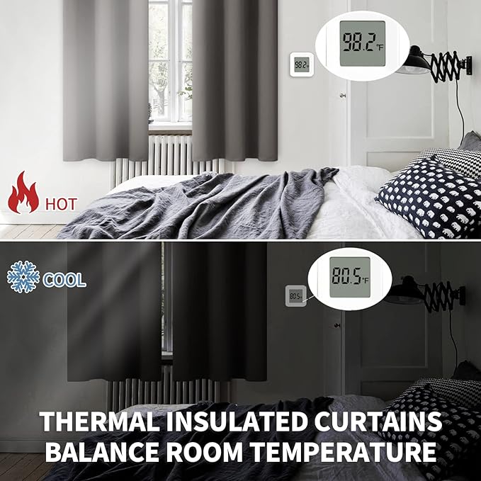 BGment Blackout Curtains for Bedroom - Grommet Thermal Insulated Room Darkening Curtains for Living Room, Set of 2 Panels (70 x 63 Inch, Grey)