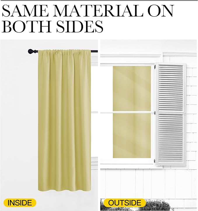 NICETOWN Blackout Curtains for Living Curtains, Paler Yellow, 2 Panels, 29 by 30, Room Darkening Window Curtain Panels, Easy-Care Solid Thermal Insulated Draperies/Drapes for Daughter Room