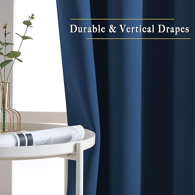 NICETOWN Blackout 78 inch Curtains for Doorway 2 Panels Set, Grommet Thermal Window Treatments Room Darkening Door Curtains for Bedroom/Home Family, Moroccan Blue, W52 x L78