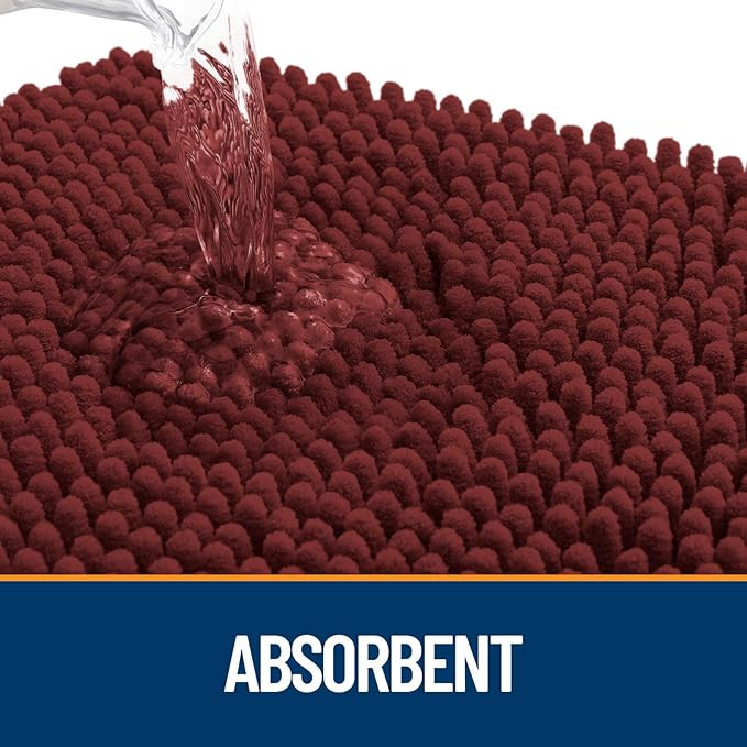 OLANLY Dog Door Mat for Muddy Paws 45x27, Absorbs Moisture and Dirt, Absorbent Non-Slip Washable Doormat, Quick Dry Chenille Mud Mat, Entry Indoor Entryway Carpet for Inside Floor, Caramel Russet