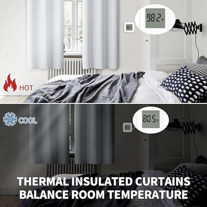 BGment Room Darkening Curtains 72 Inches Long - Grommet Thermal Insulated Drapes Window Treatment Curtains for Bedroom, 2 Panels, 52 x 72 Inch, Greyish White