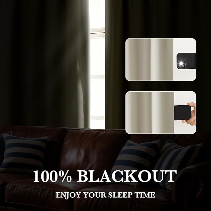 RYB HOME 100% Blackout Short Curtains for Small Window, Thermal Insulated Total Room Darkening Noise Reducing Curtains for Basement Bathroom RV Cars, 29 inches Wide by 30 inches Long, Natural