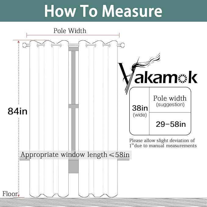 Yakamok Aqua Blackout Curtains for Bedroom, Grommet Thermal Insulated Room Darkening Blackout Drapes for Living Room, Set of 2 Panels (38 x 84Inch, Aqua)