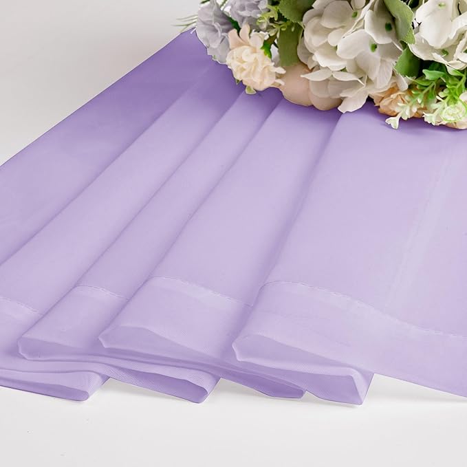 Chyhomenyc Lilac Sheer Valances for Windows - Light Filtering Small Kitchen Curtains, Rod Pocket Short Top Window Treatment Decor for Living Room Bathroom Basement, 42Wx16L inches, 2 Panels