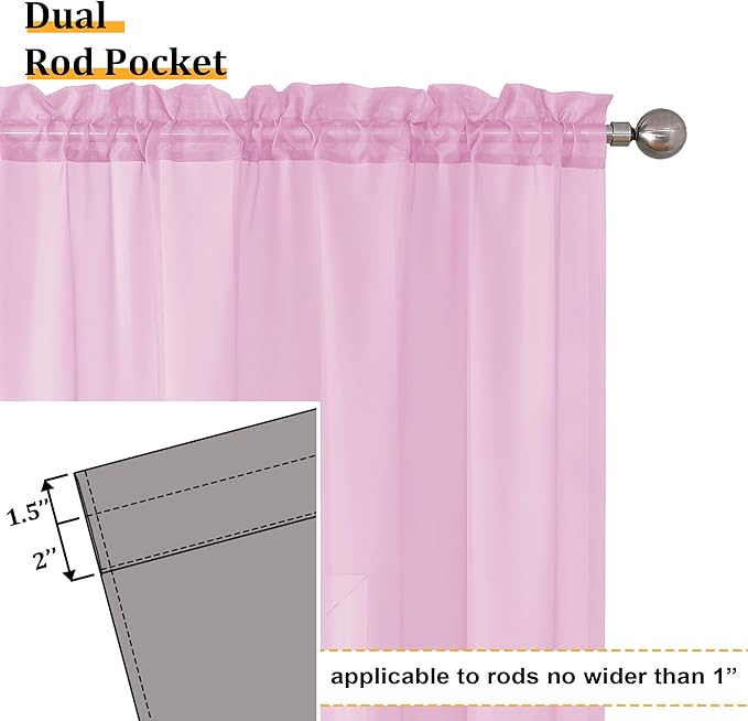 Aiyufeng Pink Sheer Curtain Window Drapes