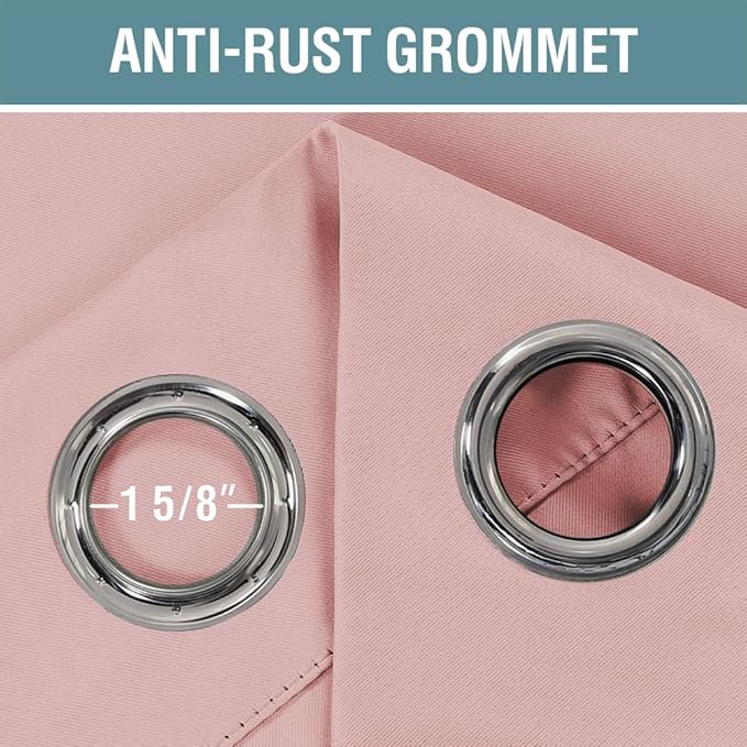 H.VERSAILTEX Pink Blackout Curtain for Living Room Thermal Insulated Window Treatment Curtain 90 inch Length Energy Saving Solid Grommet Top Blackout Drape, One Panel, Baby Pink, 52" W x 90" L