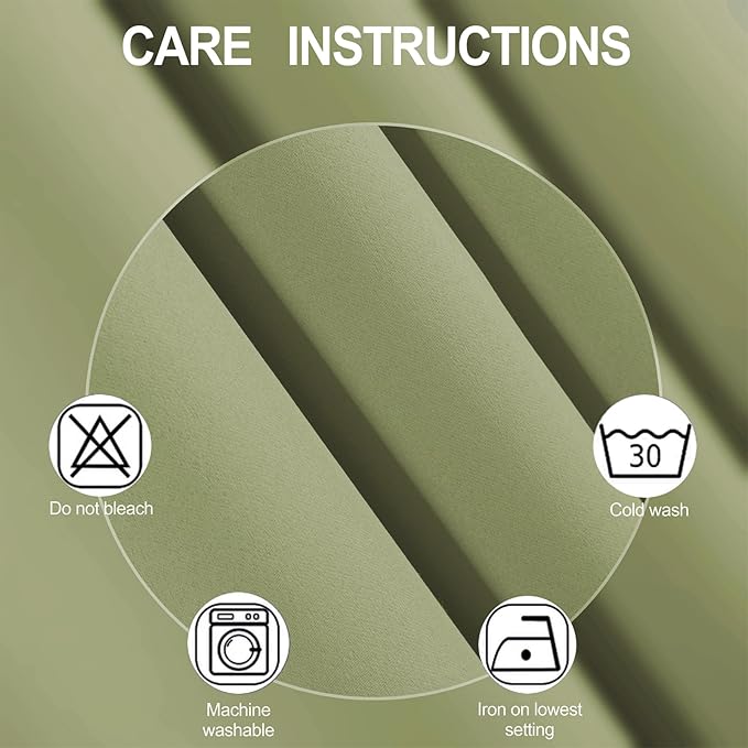 LEMOMO Sage Green Thermal Blackout Curtains/52 x 72 Inch/Set of 2 Panels Room Darkening Curtains for Bedroom