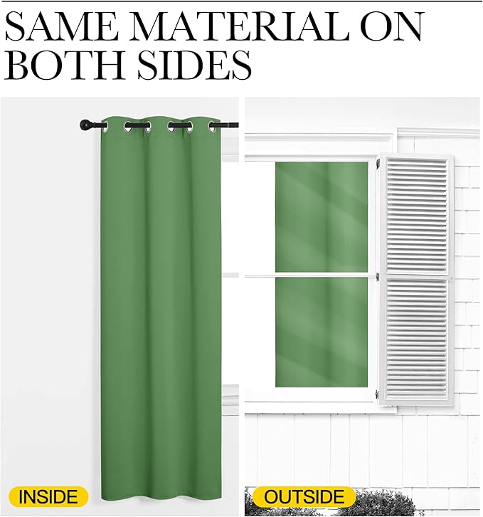 NICETOWN Bedroom Curtains Blackout Drapery Panels, 2 Panels, 70 x 72 inches, Forest Green, Three Pass Microfiber Thermal Insulated Solid Ring Top Blackout Window Curtains/Drapes