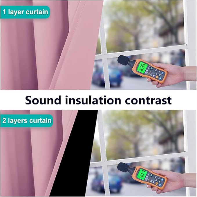 NICETOWN Crystal Pink Full Shade Curtain Panels, Pair of Energy Smart & Noise Blocking Out Blackout Drapes for Dining Room Window, Thermal Insulated Guest Room Lined Window Dressing(52 x 72 inch)