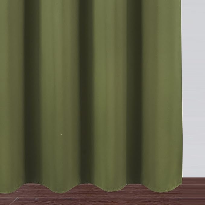 LEMOMO Olive Green Thermal Blackout Curtains/52 x 54 Inch/Set of 2 Panels Room Darkening Curtains for Bedroom