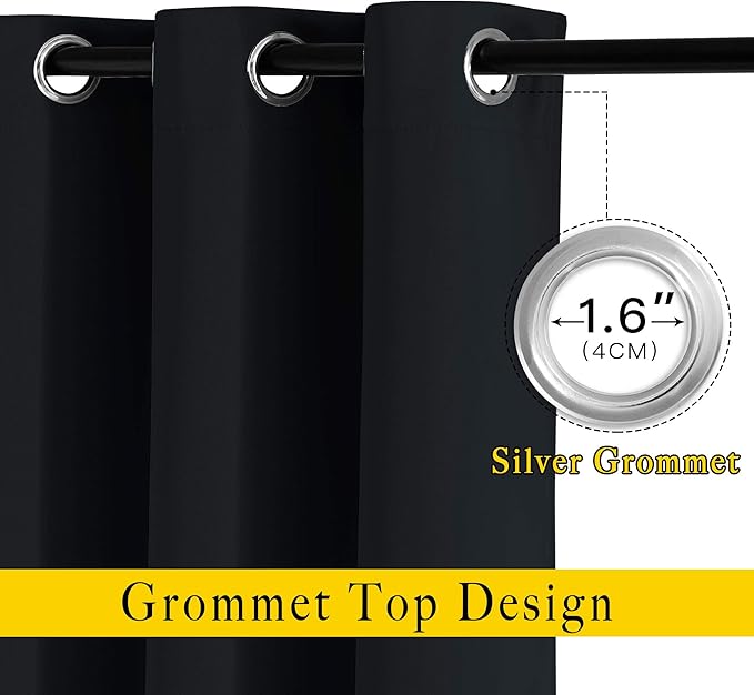 NICETOWN Black Out Curtains 102 inches Long, Grommet Thermal Insulated Solid Blackout Curtains Privacy Window Treatments for Bedroom/Living Room, W46 x L102, 2 Panels