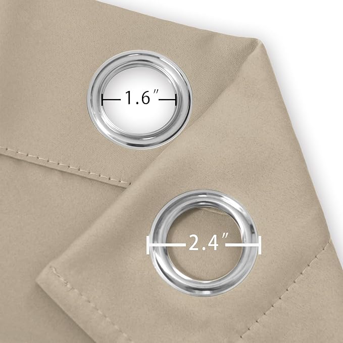 LEMOMO Khaki Thermal Blackout Curtains/52 x 72 Inch/Set of 2 Panels Room Darkening Curtains for Bedroom