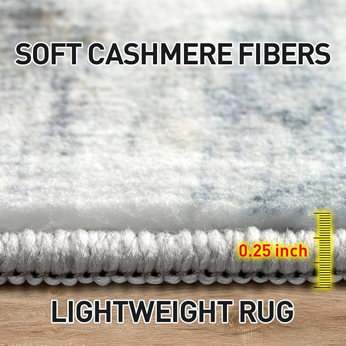 2'6''x8' Runner Rugs Washable Rug: Modern Abstract Hallway Runner Rug Indoor Soft Low Pile Thin Carpet Anti-Skid Non-Shedding Carpets for Kitchen, Entryway, Laundry, Bedroom - Blue Multi