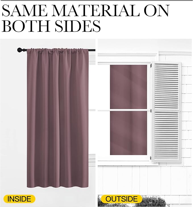 NICETOWN RV Blackout Curtains for Camper Windows, Dry Rose, 34" x 30", Set of 2, Kitchen Curtains, Short Blackout Drapes, Thermal Insulated Rod Pocket Window Treatment Draperies for Nursery