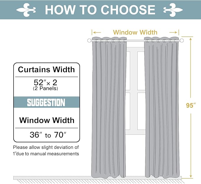 ChrisDowa Grommet Blackout Curtains for Bedroom and Living Room - 2 Panels Set Thermal Insulated Room Darkening Curtains (Royal Blue, 52W x 95L)