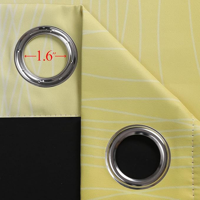 Estelar Textiler Black and Yellow Blackout Curtains for Living Room, Full Room Darkening Ombre Curtains for Bedroom, Thermal Insulated Light Blocking Gradient Grommet Drapes, 42Wx63L, 2 Panels