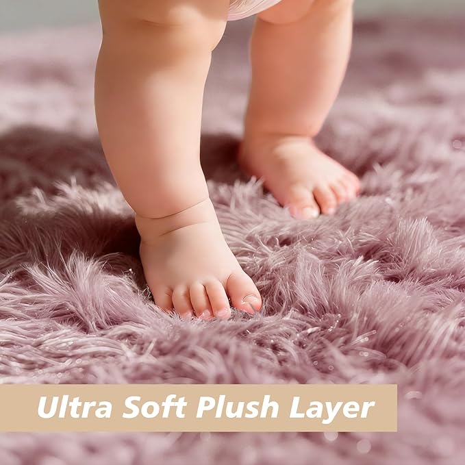 9x12 Fluffy Area Rugs for Living Room,Large Fuzzy Shag Area Rug for Bedroom,Blush Soft Non-Shedding Indoor Plush Carpet for Kids Bedroom Nursery Home Decor