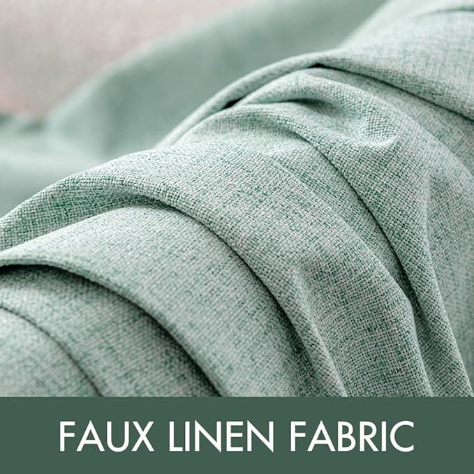 MIULEE Linen Texture 90 Inches Curtains for Bedroom 100% Blackout Thermal Insulated Seafoam Green Curtains Grommet Room Darkening Drapes for Living Room Nursery 52x90 Inch (2 Panels)