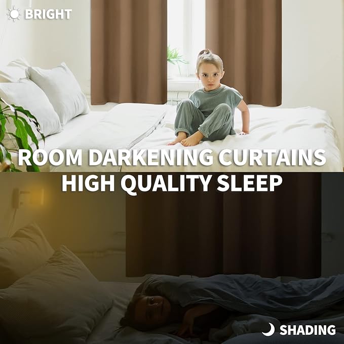 BGment Blackout Curtains for Bedroom - Grommet Thermal Insulated Room Darkening Curtains for Living Room, Set of 2 Panels (70 x 63 Inch, Taupe)