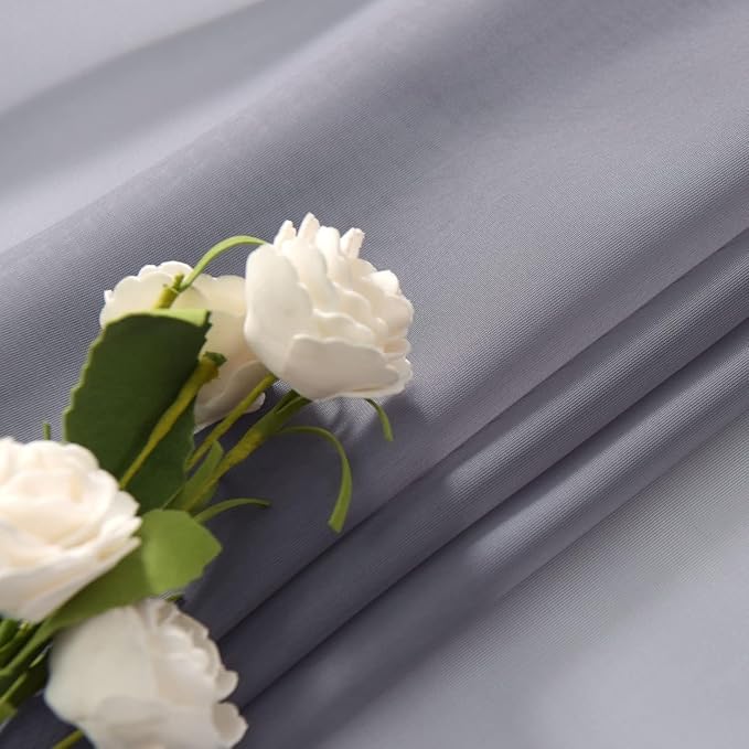 SpaceDresser Grey Sheer Curtains 4 Panels Rod Pocket Semi-Sheer Curtain 45 Inches Long Light Filtering Voile Window Drapes for Bedroom Living Room Kitchen, Each 52W x 45L
