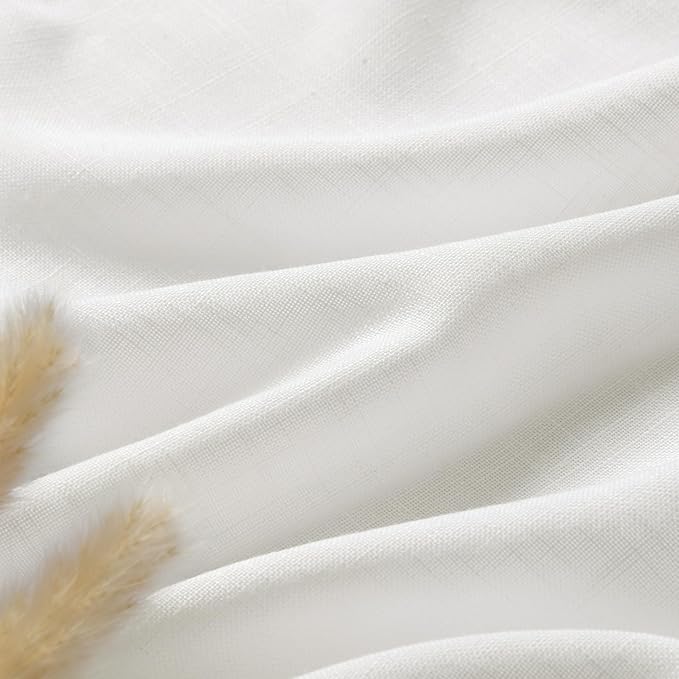 Off White Curtains 95 Inches Long 2 Panels Back Tab Sheer Linen Curtain Modern Farmhouse Coastal Decor White Cotton Textured Gauze Curtains 95 inch Length for Patio Sliding Door Office Bedroom