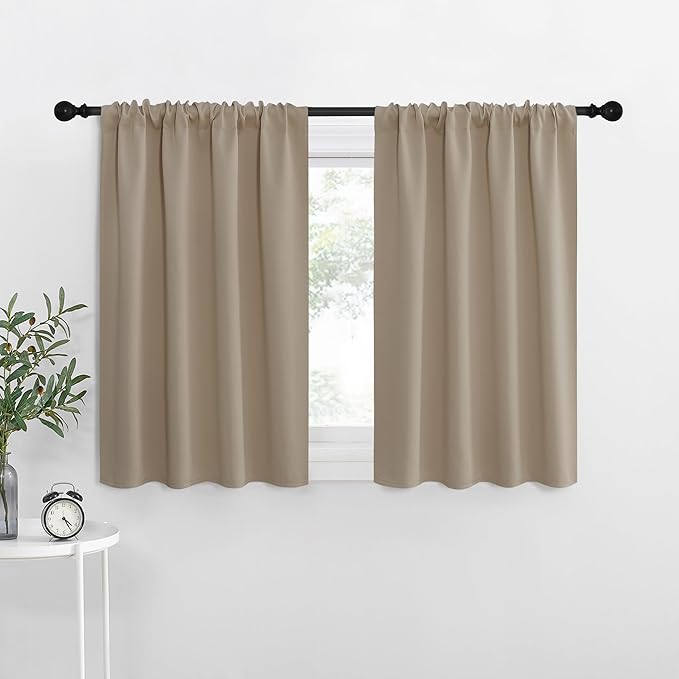 NICETOWN Blackout Curtains for Living Curtains, Taupe, 2 Panels, 29 by 30, Room Darkening Window Curtain Panels, Easy-Care Solid Thermal Insulated Draperies/Drapes for Daughter Room