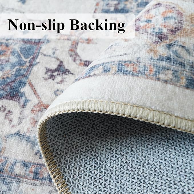 Hallway Washable Runner Rug - 2'6x12 Kitchen Rugs Entryway Rug Runner Vintage Soft Floor Mat Non Slip Indoor Farmhouse Carpet for Bathroom Living Room Bedroom (2'6''x12', Brick)