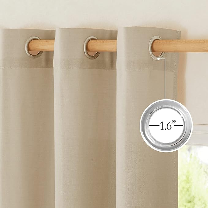 NICETOWN Angora Linen Doorway Curtains 80 inches Long, Grommet Thick Linen Weave Semi Sheer Window Treatments Privacy Assured with Light Filtering for Bedroom/Side Door, W34 x L80