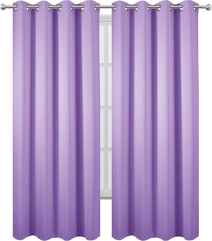 LEMOMO Blackout Curtains 66 x 84 inch/Lavender Curtains Set of 2 Panels/Thermal Insulated Room Darkening Bedroom Curtains