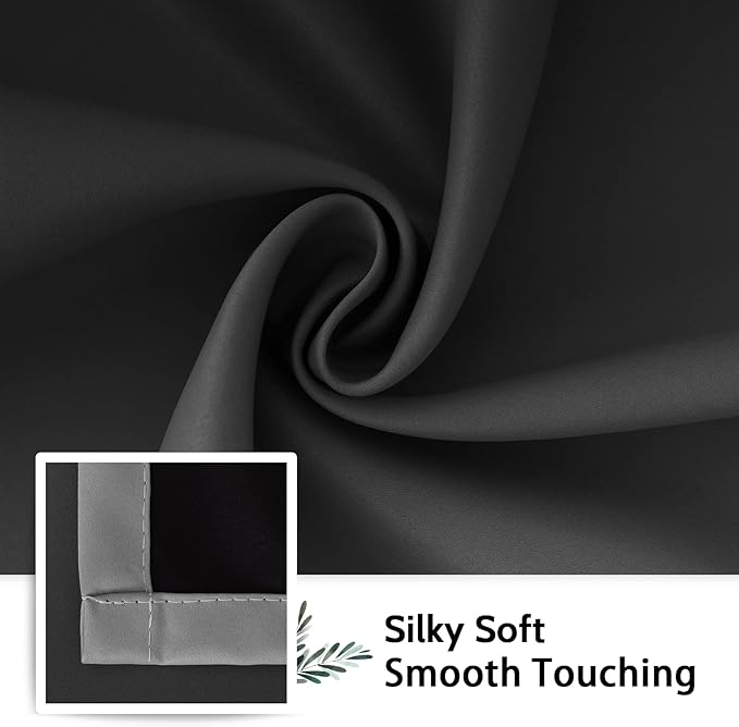 SimpleHome Blackout Curtains Ombre for Living Room,Room Darkening Black Curtains Set of 2 Panels Thermal Insulated Bedroom Curtains,52 x 84 Inch
