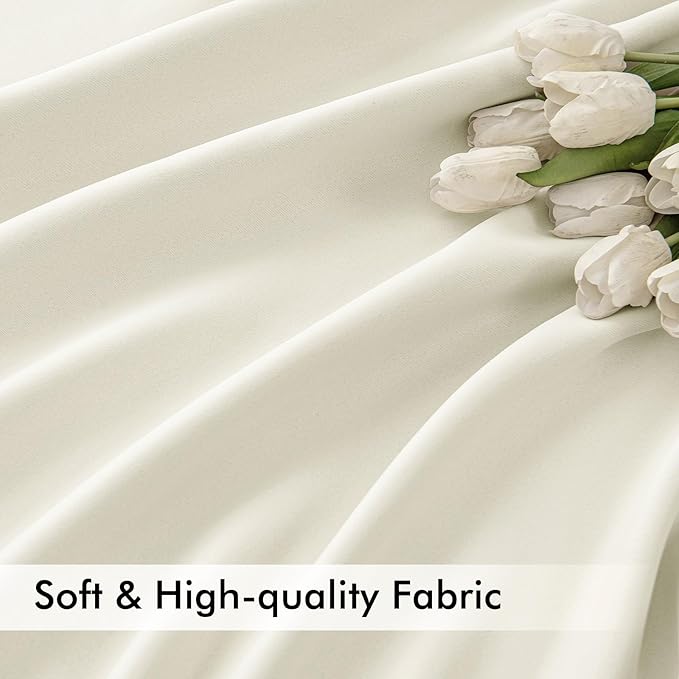 MIULEE Cream Back Tab Blackout Curtains 72 Inches Long 2 Panels Set for Living Room Bedroom Privacy, Rod Pocket/Pinch Pleat Thermal Insulated Room Darkening Pleated Light Blocking Drapes