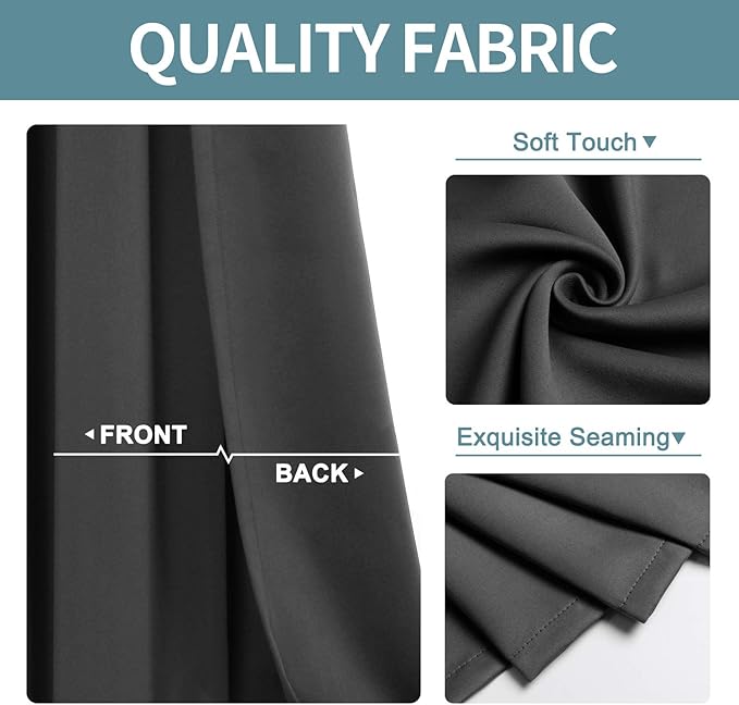ChrisDowa Blackout Curtains 78 inches Long for Bedroom - 2 Panels Set Grommet Thermal Insulated Room Darkening Curtains for Living Room (Dark Grey, 42 x 78 Inch)