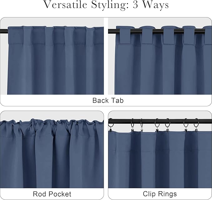 PONY DANCE Window Curtains 30 inches Long - Bedroom Drapes Set for Home Decoration All Season Modern Design Panels Match with Draperies, W 42 by L 30 Inches, Blue Haze, Set of 2