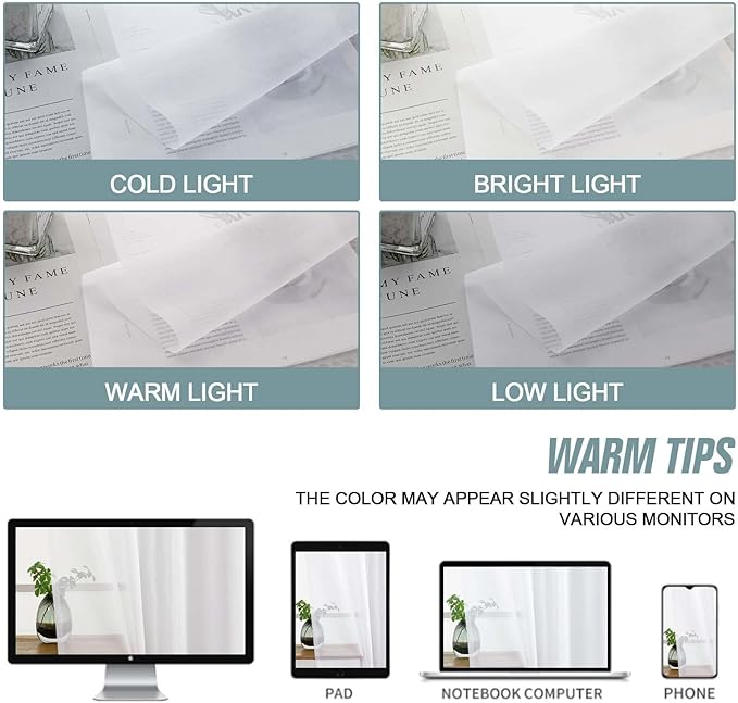 White Sheer Curtains for Bedroom 84 Inches Long 2 Panels Set, Light Filtering Elegant Soft Airy Modern Sheer White Curtains for Living Room, Dual Rod Pocket Window Drapes, 2x40Wx84L Inches