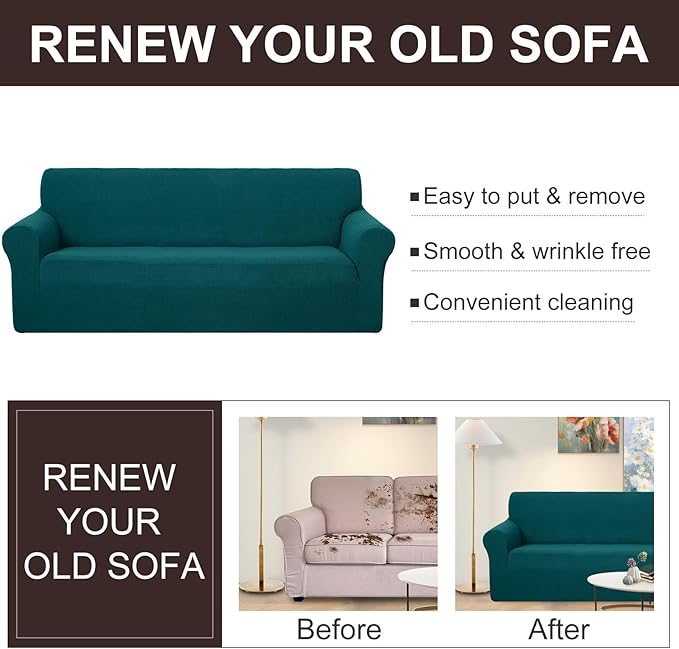 U-NICE HOME Loveseat Cover Stretch Couch Cover Sofa Cover Sofa Slipcover Furniture Protector for 2 Cushion Couch Sofa Pet Friendly(Loveseat, Blue)