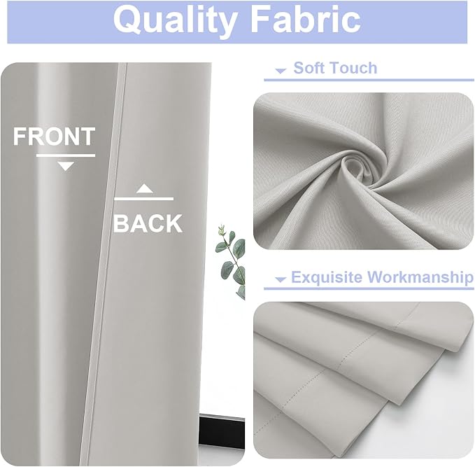 Simplebrand Ava Natural Short 24 Inches Blackout Curtain 2 Panels Set, Half Window Rod Pocket Privacy Curtain Tiers for Kitchen, Curtains Blackout for Bathroom Shades, W30 x L24 Inch, Natural