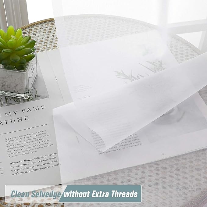 White Sheer Curtains for Bedroom 84 Inches Long 2 Panels Set, Light Filtering Elegant Soft Airy Modern Sheer White Curtains for Living Room, Dual Rod Pocket Window Drapes, 2x40Wx84L Inches
